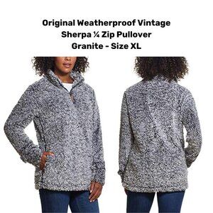 Weatherproof Women's Quarter-Zip Gray Sherpa Sweater (XL)